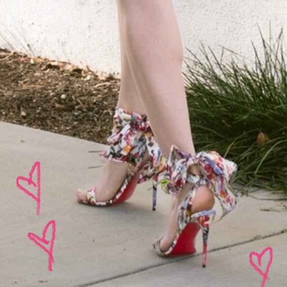 Authentic Christian Louboutin SANDALE DU DESERT Pop Art Ankle Tie Bow Heel Pump - Picture 5 of 17